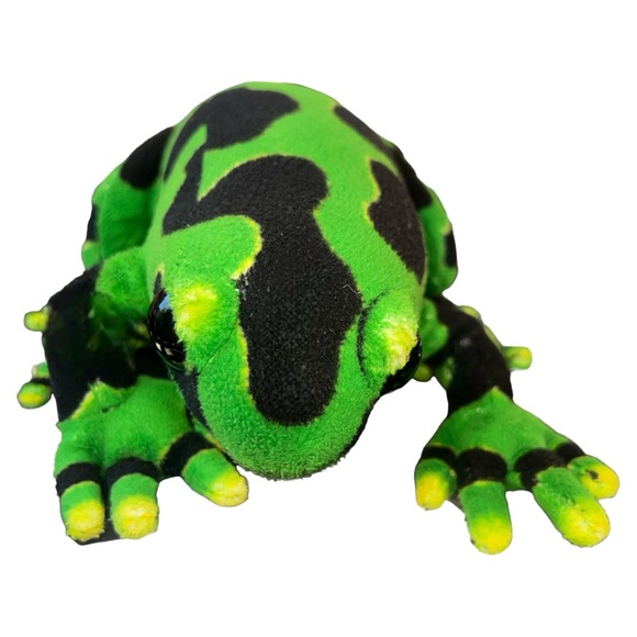 Adventure Planet Green And Black Poison Dart Frog Realistic Plush 8” Inches - Picture 3 of 9